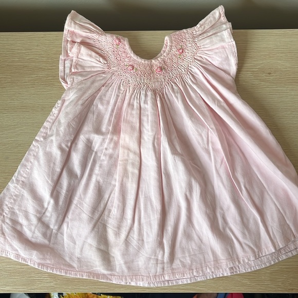 Isabel Garreton Smocked Bishop Pink Embroidered 100% cotton Dress 9 months - Picture 1 of 7